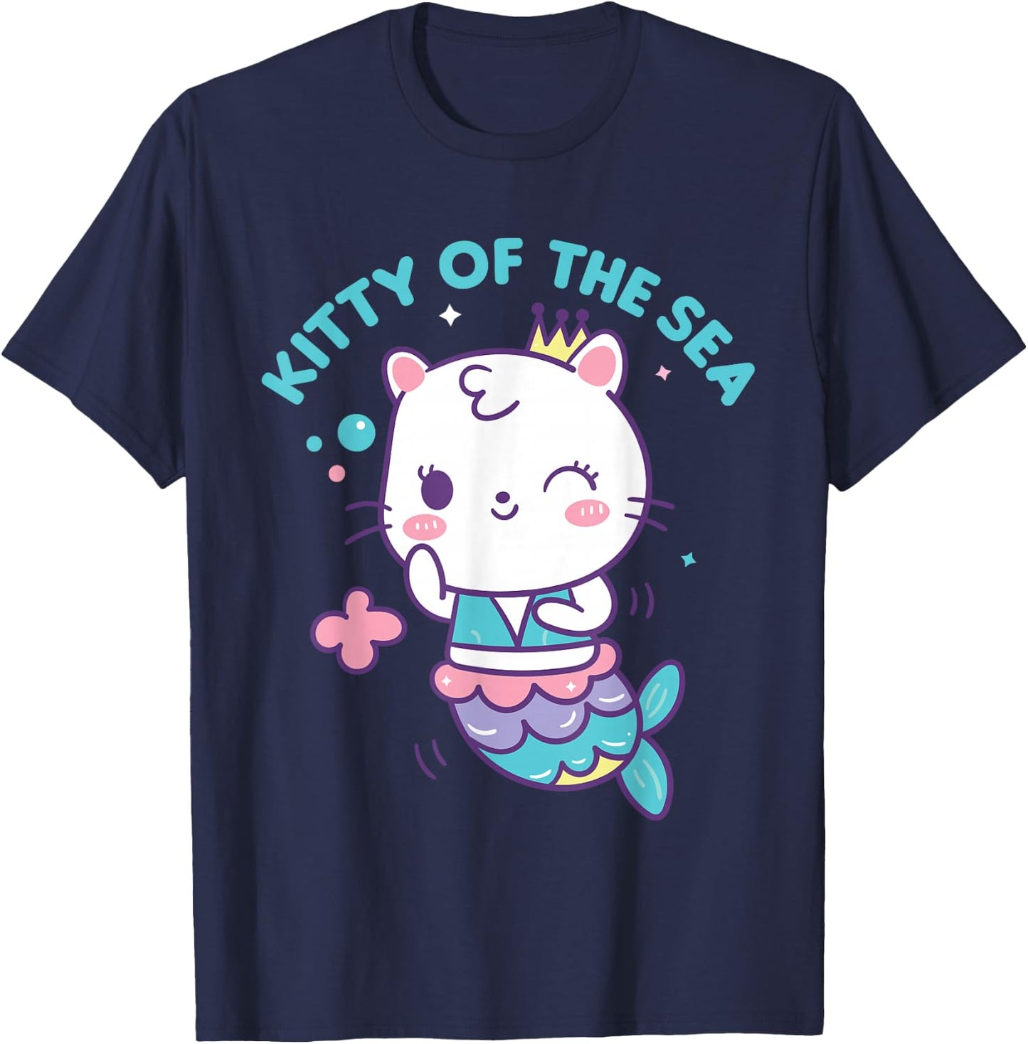 Mercat Kitty Of The Sea Mermaid Cat T-Shirt - T-Shirt | Navy