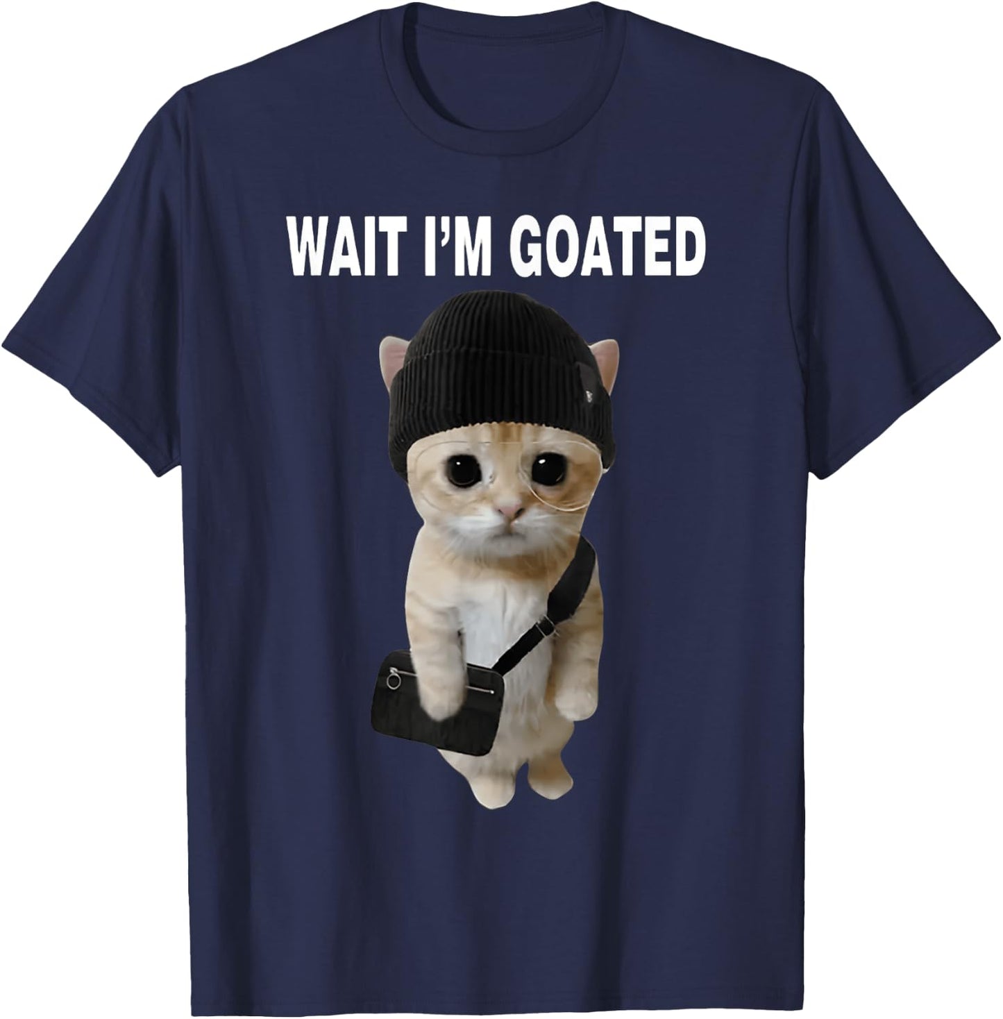 Wait I'm Goated Cat T-Shirt - T-Shirt | Navy