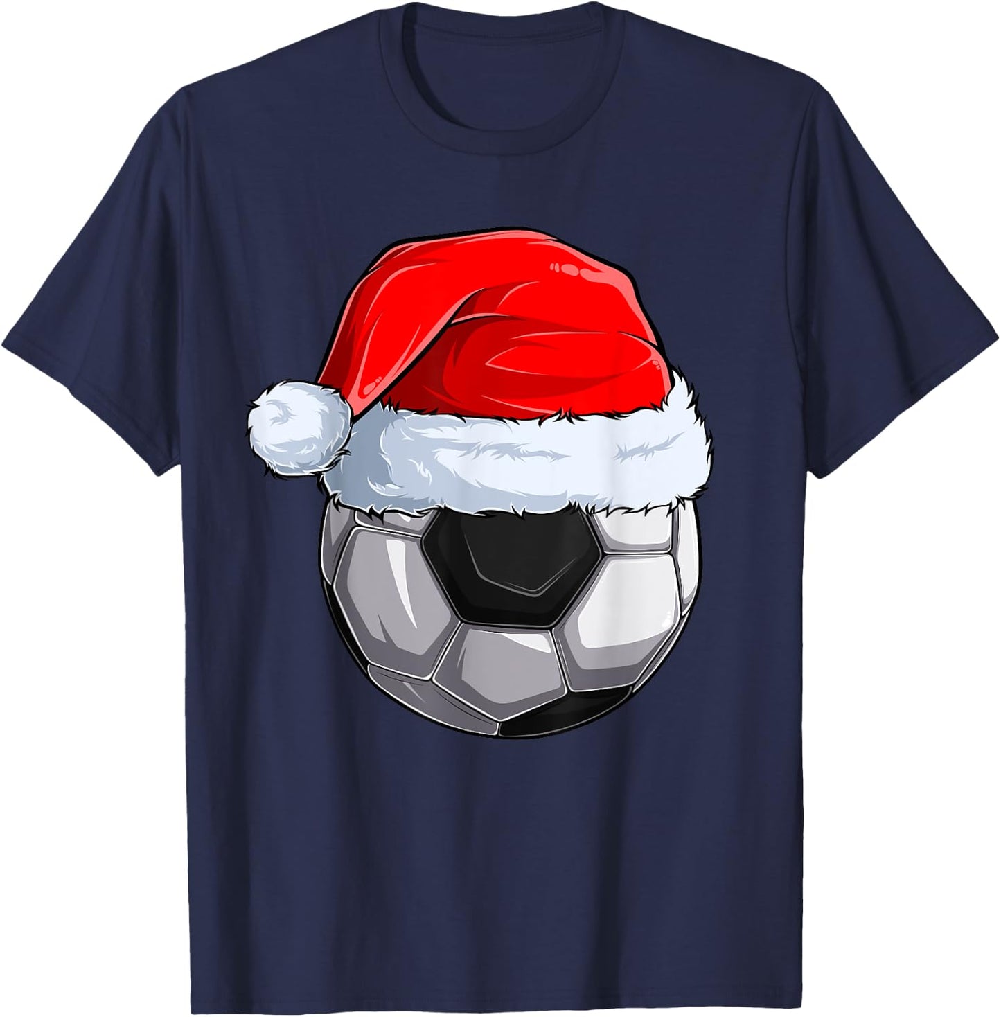 Soccer Ball Santa Hat Christmas Pajama Cool Sport X-Mas T-Shirt - T-Shirt | Navy