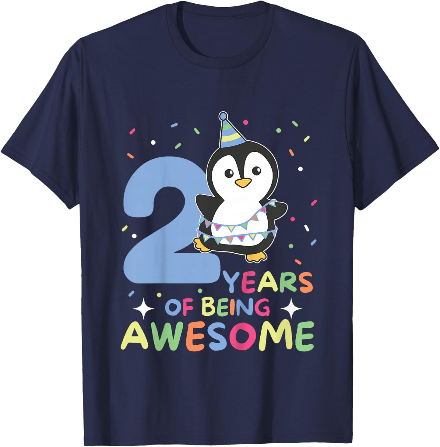Penguin For The 2nd Birthday For Children Two Years Old T-Shirt - T-Shirt | Navy