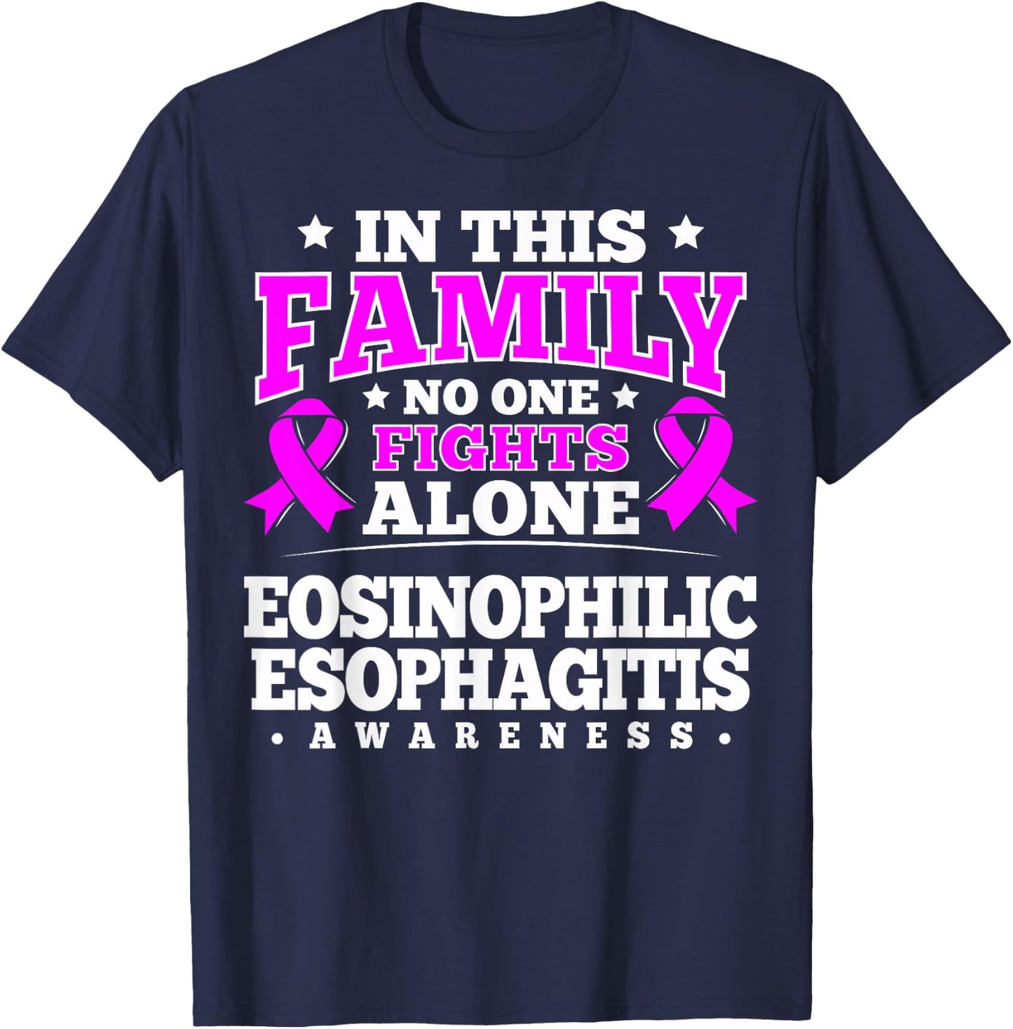 Eosinophilic Esophagitis Awareness Gift Magenta Ribbon T-Shirt - T-Shirt | Navy