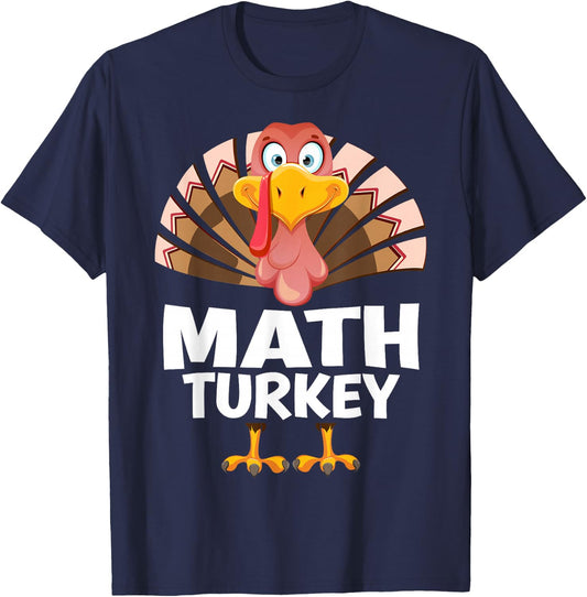 Thanksgiving Math Turkey Matching Pajama T-Shirt - T-Shirt | Navy