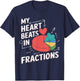 Math Teacher Valentine's Day My Heart Beats In Fractions T-Shirt - T-Shirt | Navy