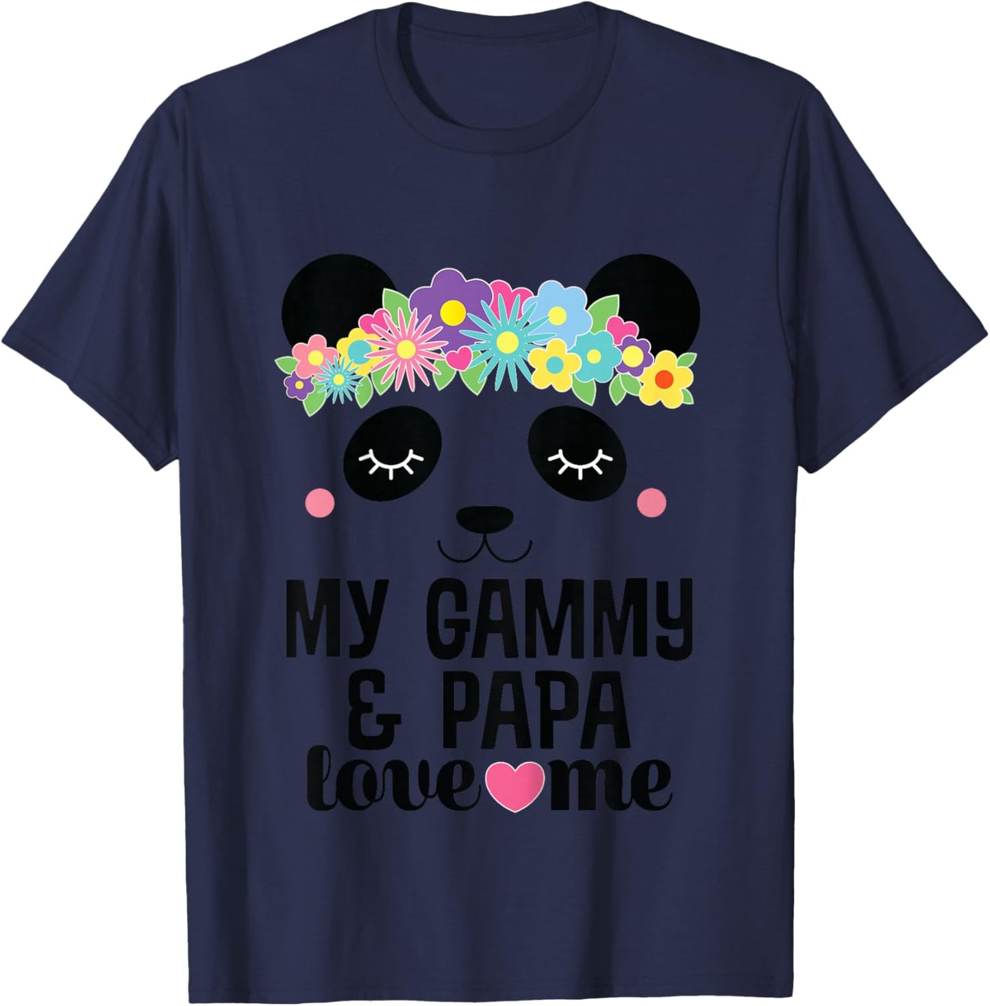 Kids My Gammy And Papa Love Me Granddaughter Panda T-Shirt - T-Shirt | Navy