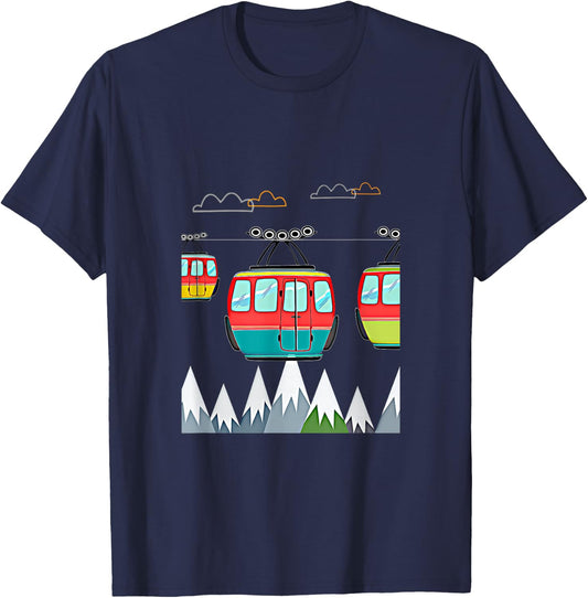 Seilbahn gondel in den Mountains , black, s T-Shirt - T-Shirt | Navy