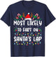 Most Likely To Fart On Santa's Lap Family Matching Christmas T-Shirt - T-Shirt | Navy