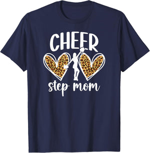 Cheer Step-Mom Of A Cheerleader Stepmother Hearts T-Shirt - T-Shirt | Navy