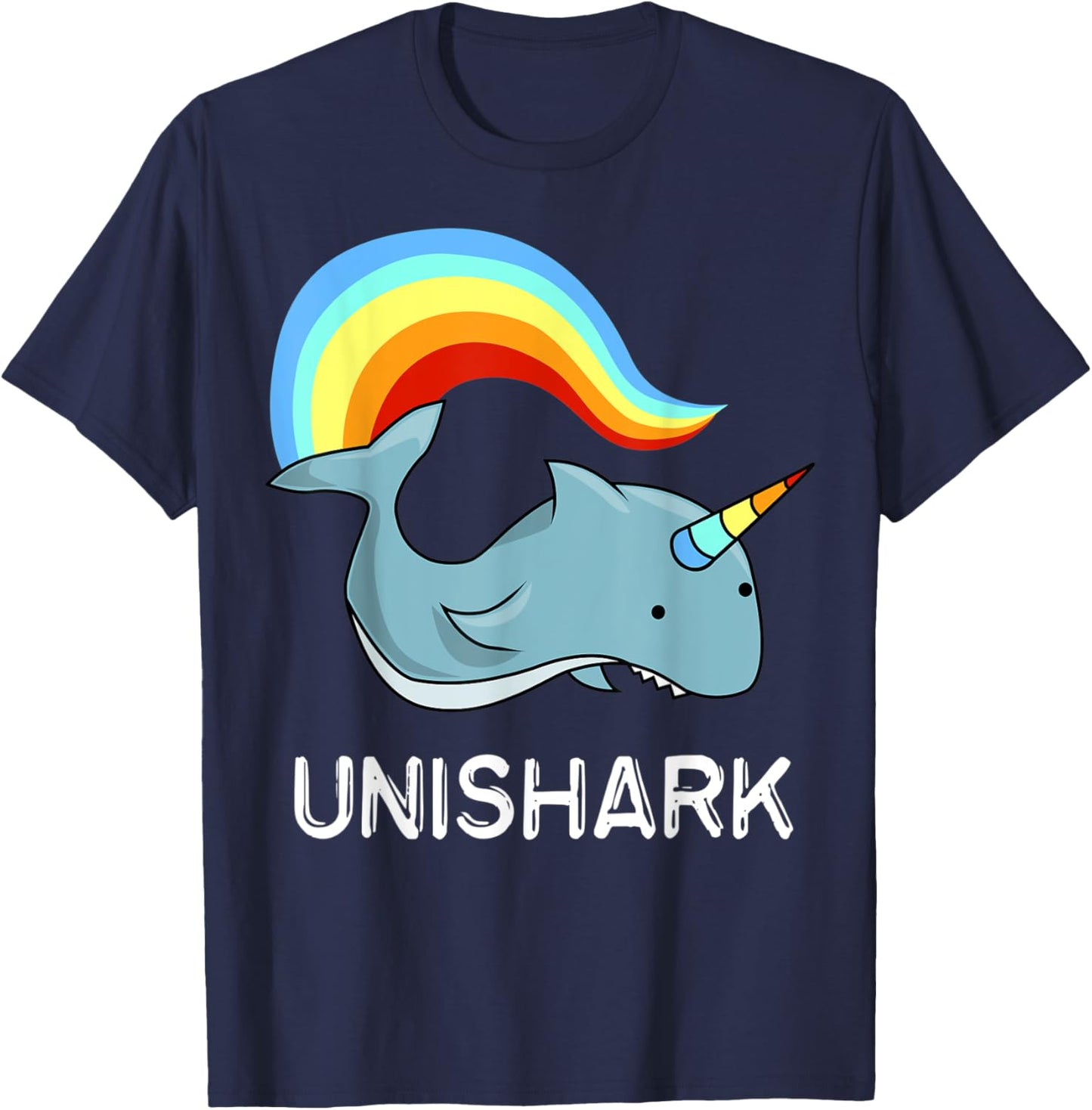 Unishark Unicorn and Shark Flying Awesome Gift T-Shirt - T-Shirt | Navy