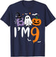 Boo I'm 9 Year Old Ghost 9th Birthday Boy Halloween Costume T-Shirt - T-Shirt | Navy