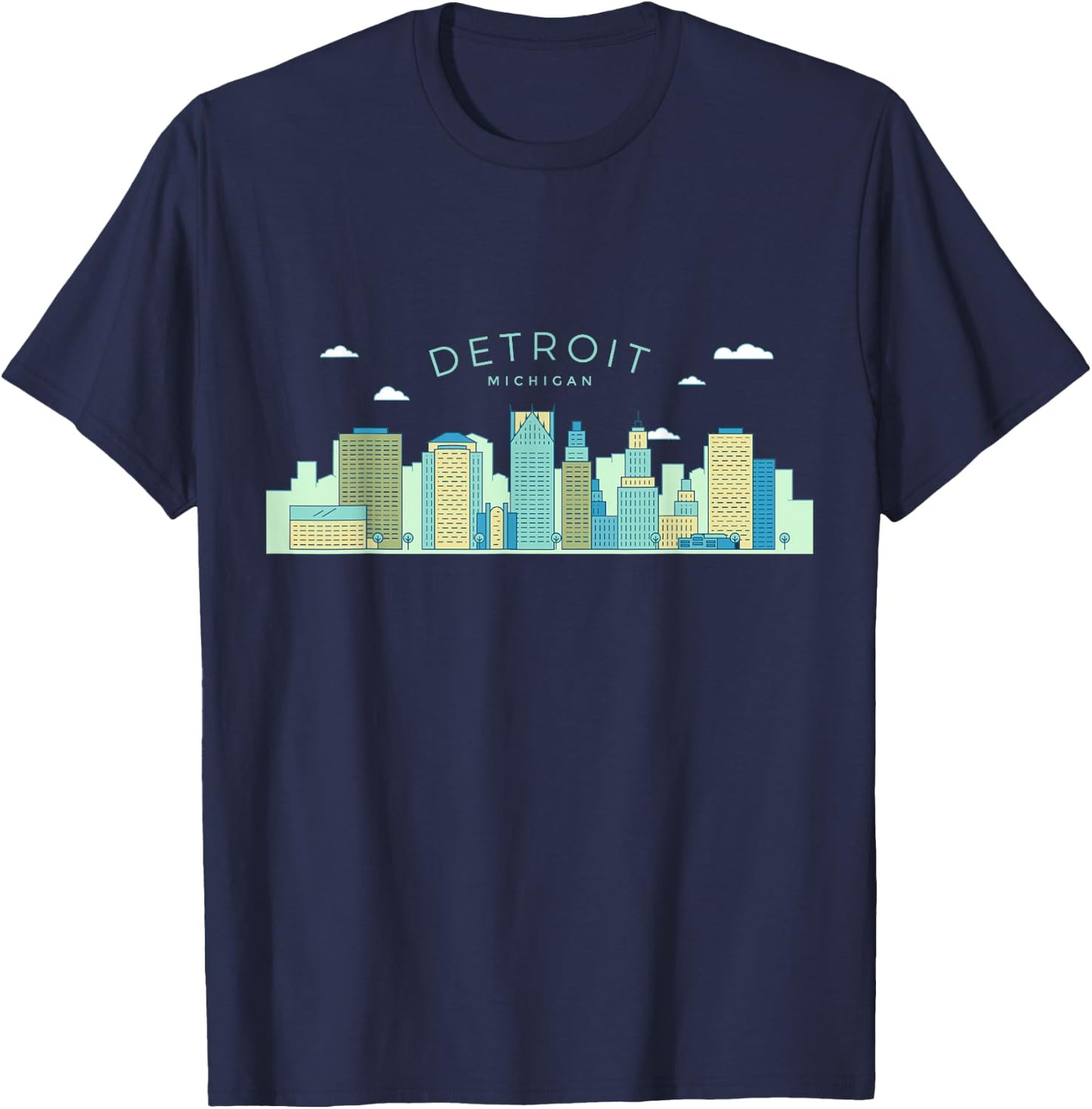 Detroit Skyline Michigan Pride Motor City Vintage Detroit T-Shirt - T-Shirt | Navy
