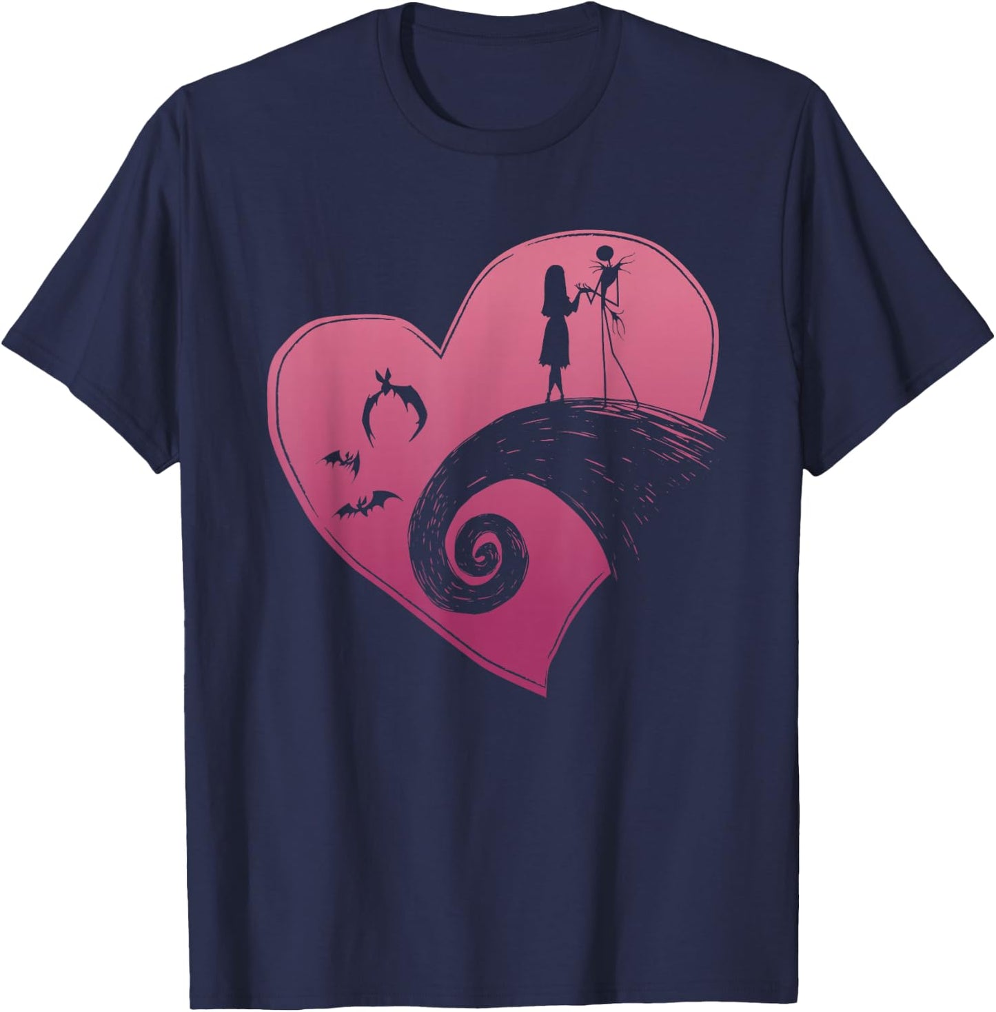 Disney The Nightmare Before Christmas Jack and Sally Heart T-Shirt - T-Shirt | Navy