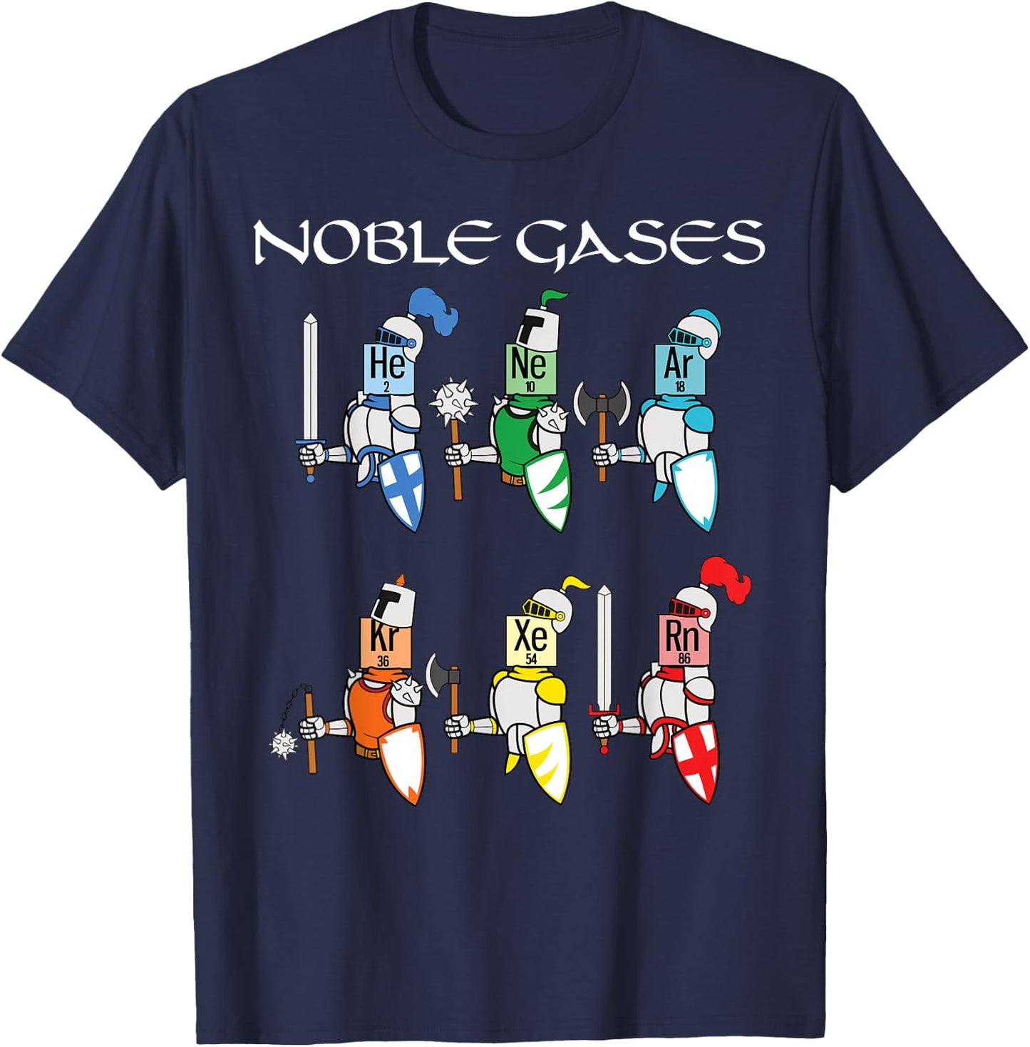 Funny Chemistry Medieval Science Noble Gases Knight T-Shirt - T-Shirt | Navy
