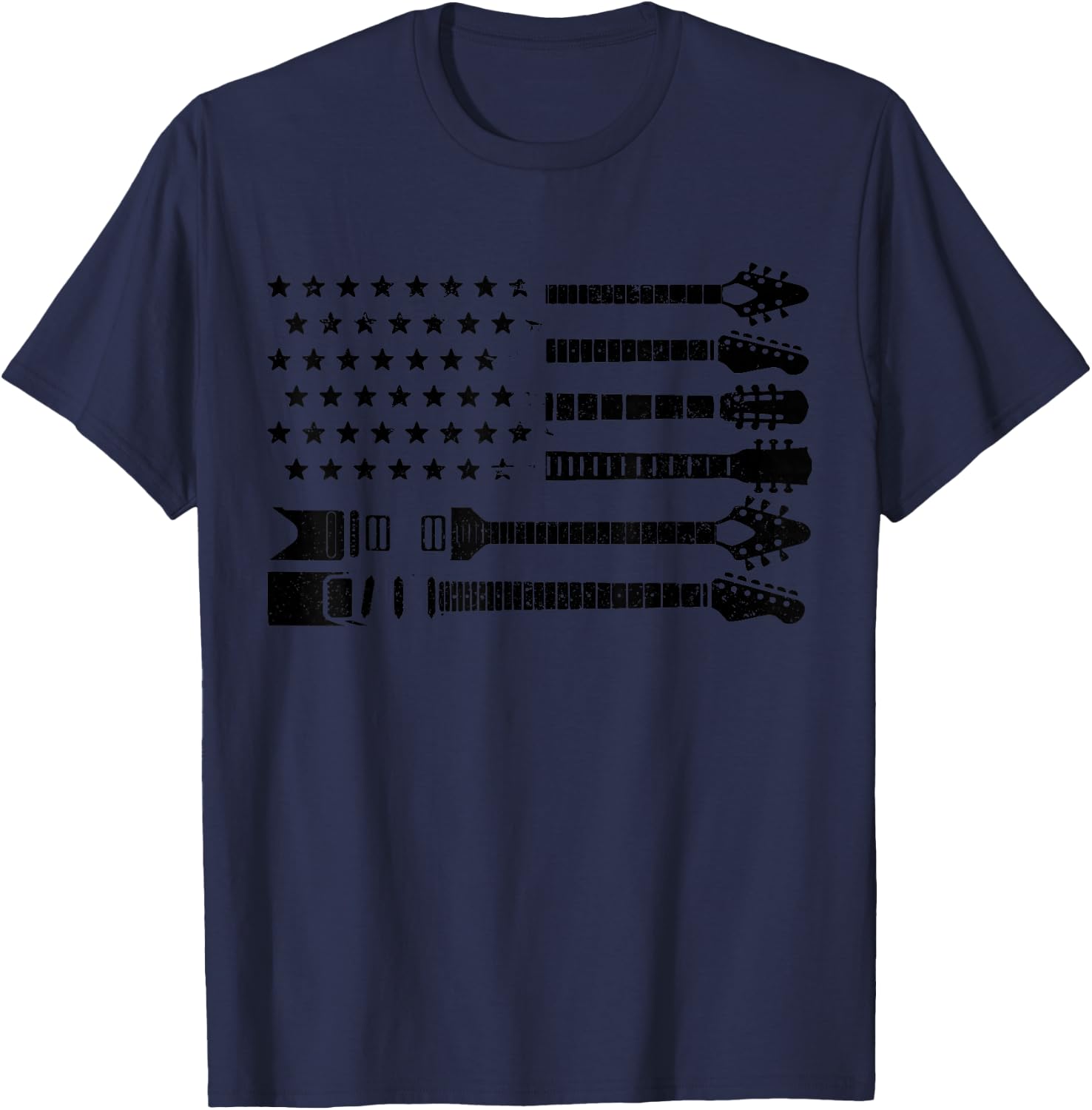 Patriotic Guitar Player Gift American Flag Guitarist Vintage T-Shirt - T-Shirt | Navy
