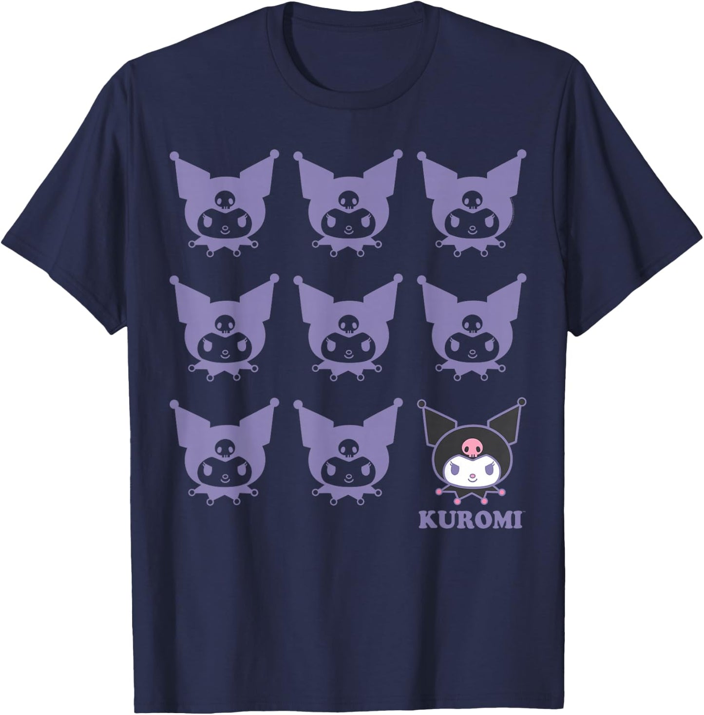 Kuromi Real - Kids Adult - Black - Short Sleeve - Cotton 100% - Small T-Shirt - T-Shirt | Navy