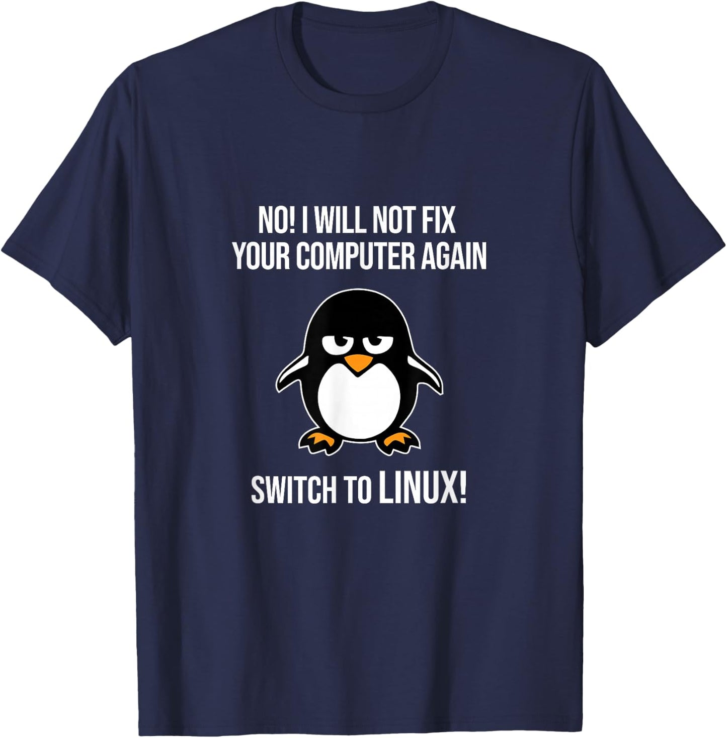 Swith zu Linux Wütend Tux Pinguin Linux Maskottchen Freiheit T-Shirt - T-Shirt | Navy