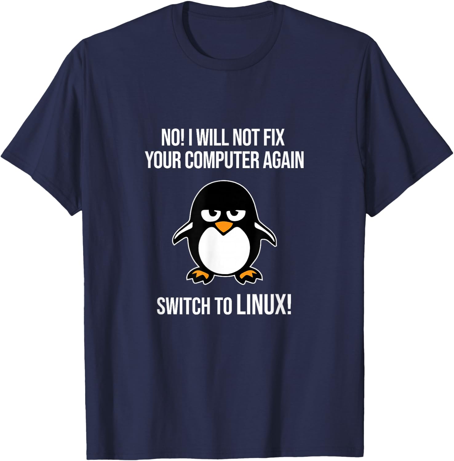 Swith zu Linux Wütend Tux Pinguin Linux Maskottchen Freiheit T-Shirt - T-Shirt | Navy