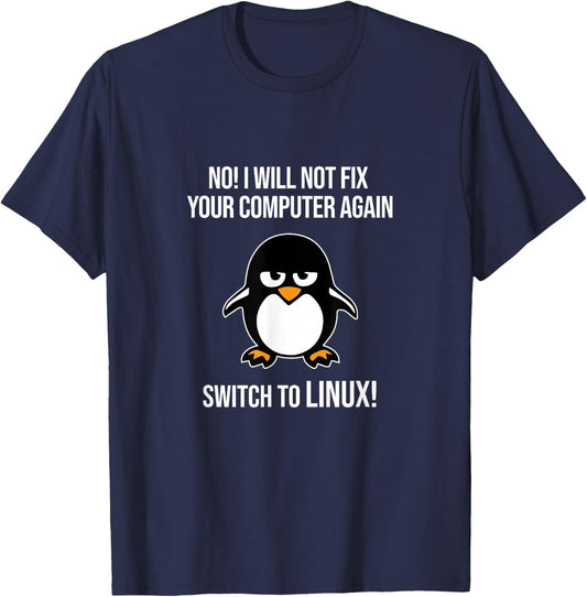 Swith zu Linux Wütend Tux Pinguin Linux Maskottchen Freiheit T-Shirt - T-Shirt | Navy