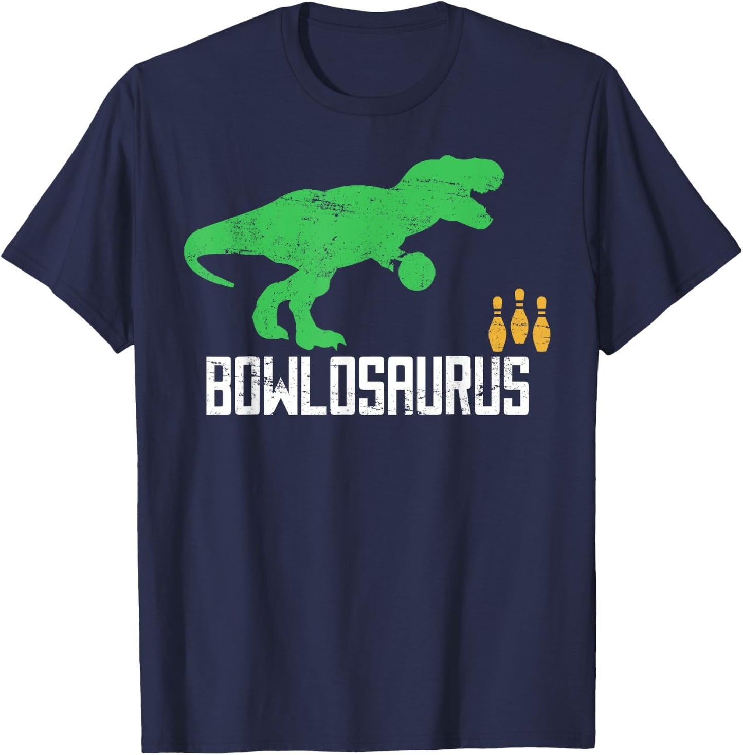 Bowling Bowler Dinosaur Player Ball Pin T-Shirt - T-Shirt | Navy