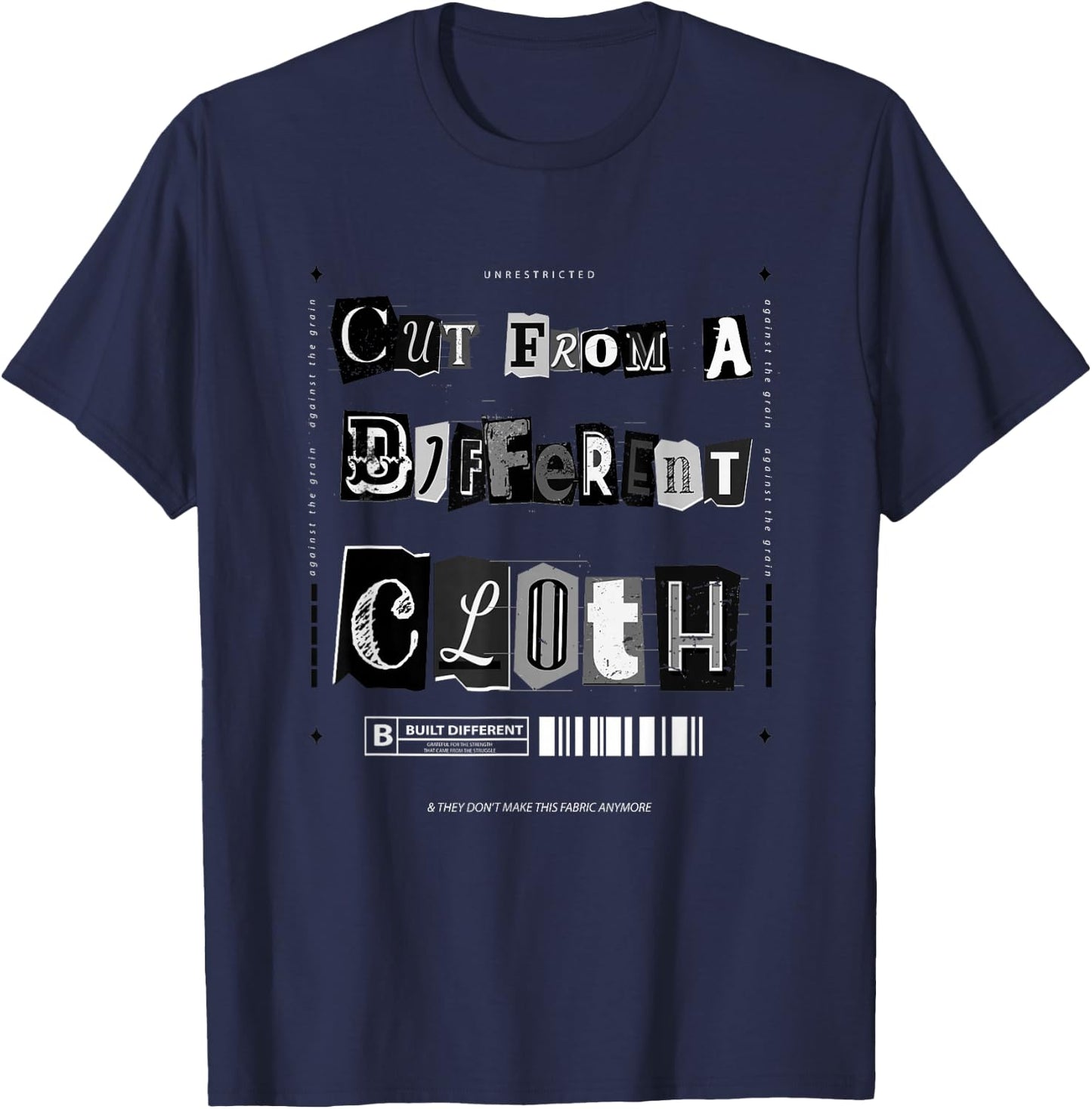 Black Cut from A Different Cloth Black on Black Graphic T-Shirt - T-Shirt | Navy