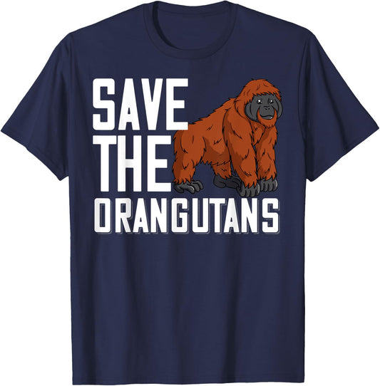 Save the Orangutans Gift Funny Baby Monkey Island T-Shirt - T-Shirt | Navy