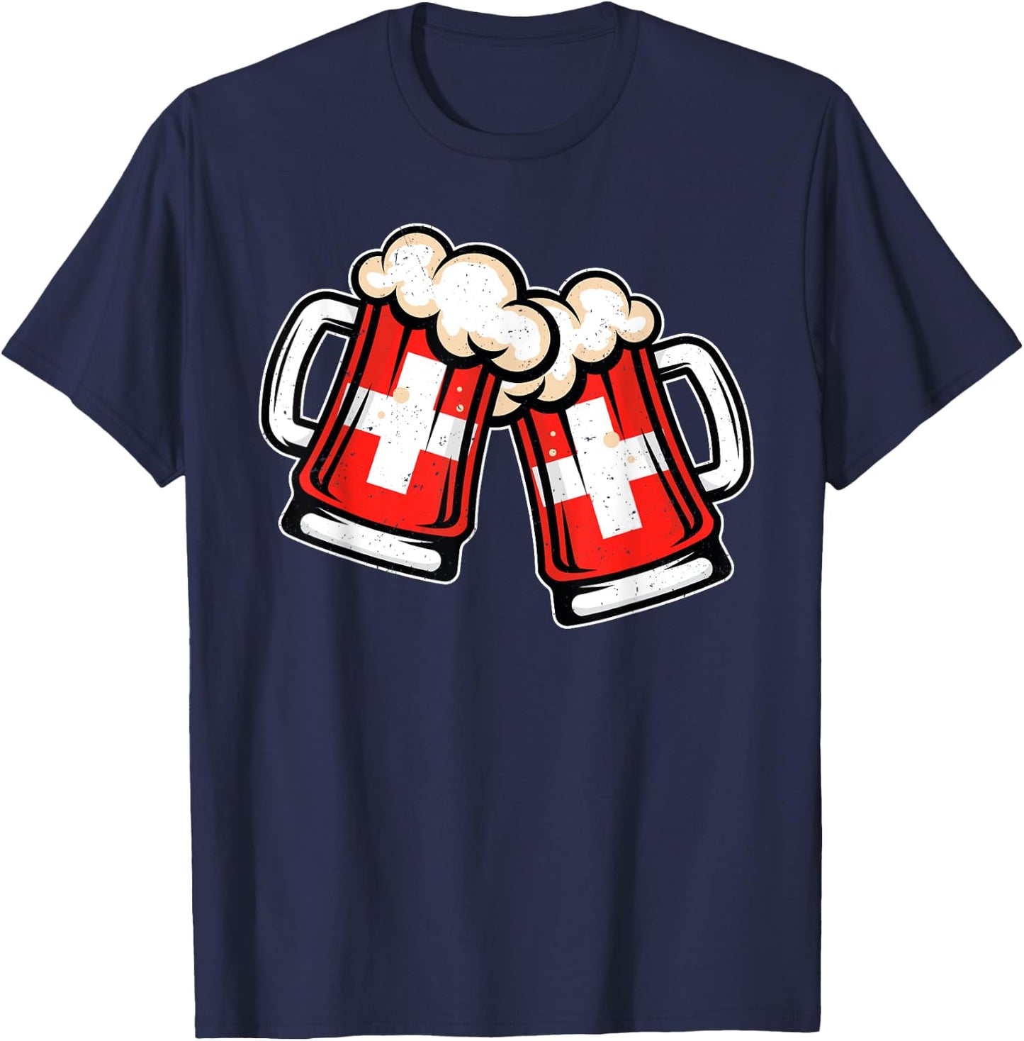Switzerland Flag Beer Mug - Cool Swiss Beer T-Shirt - T-Shirt | Navy