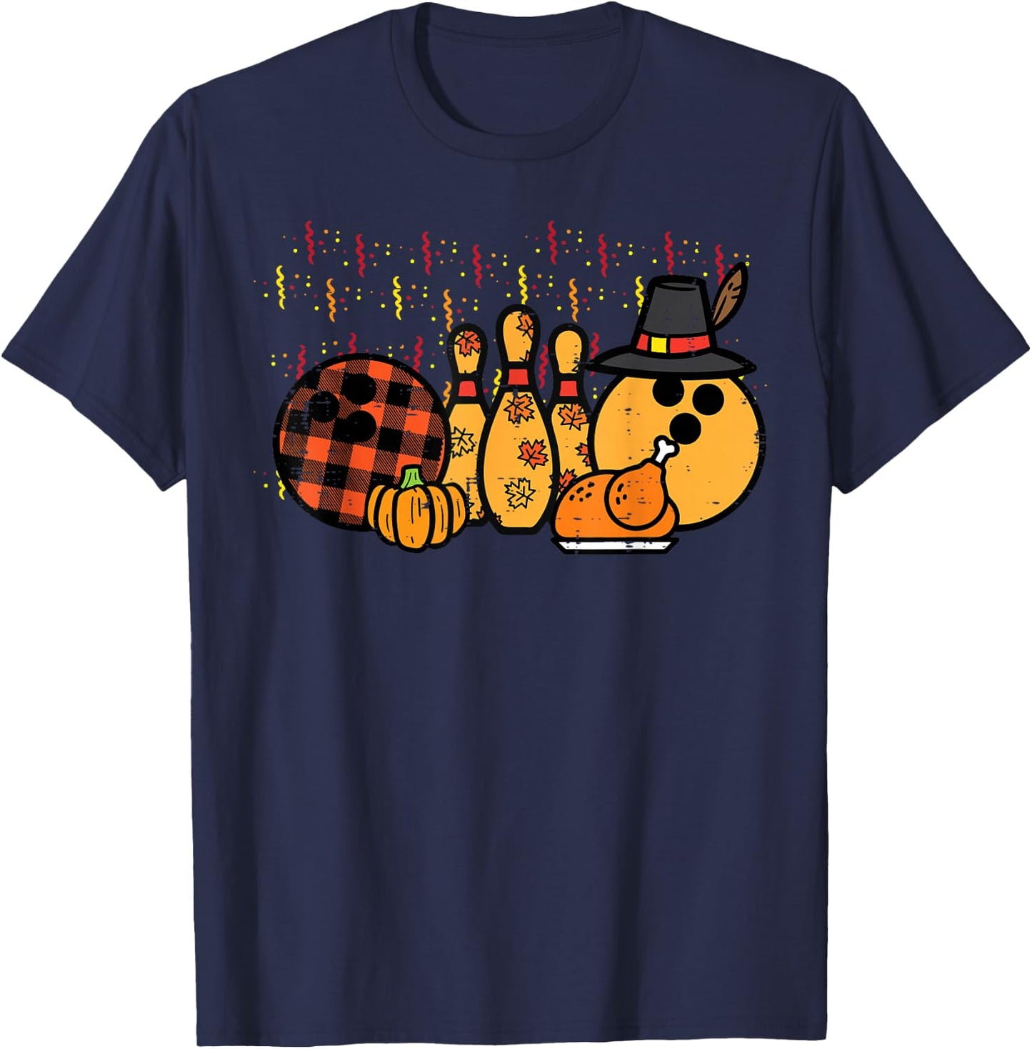 Thanksgiving Bowling Turkey Day Fall Men Women Kids Youth T-Shirt - T-Shirt | Navy