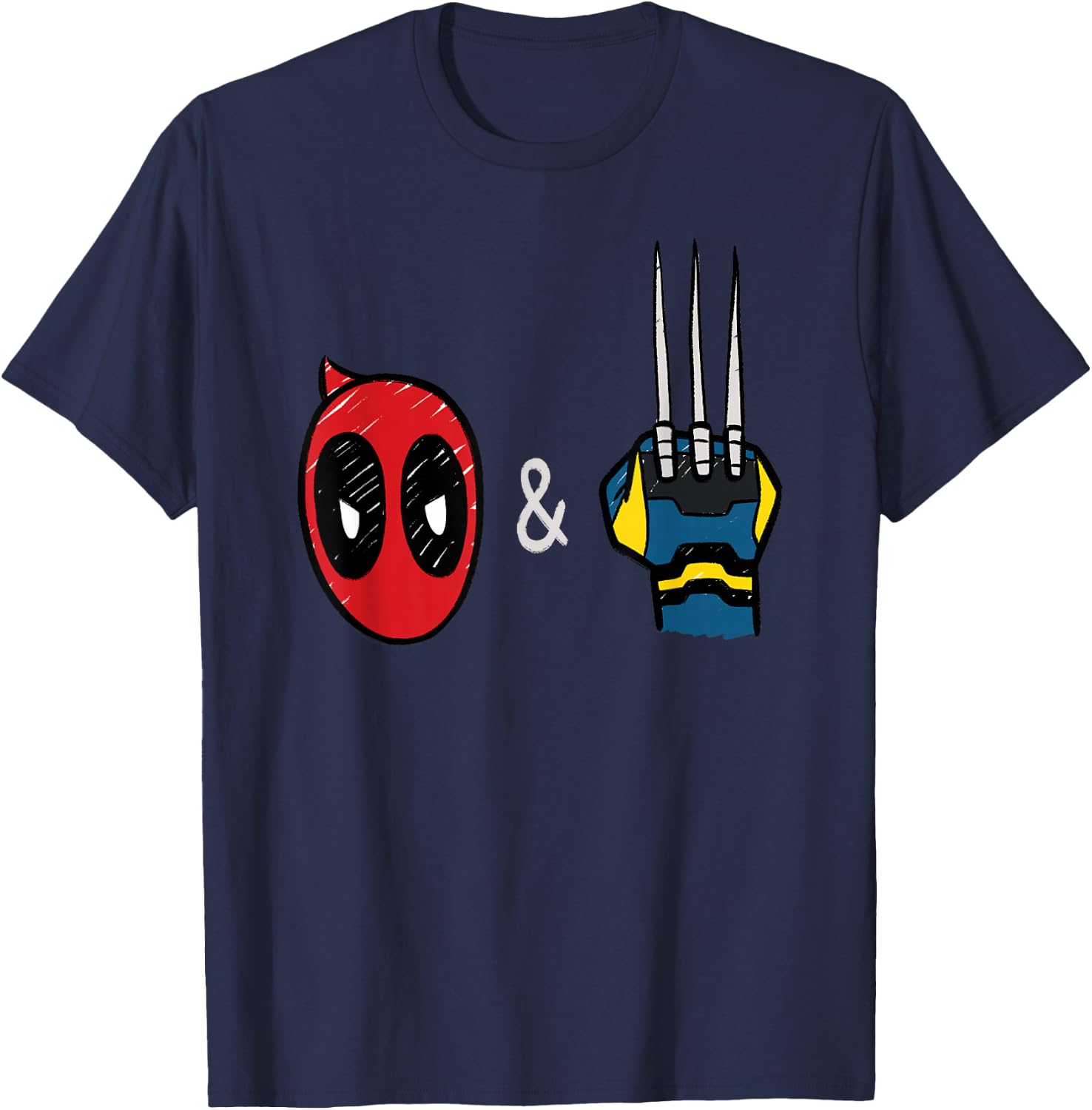 Marvel Studios Deadpool & Wolverine Mask & Claw Emoji Icons T-Shirt - T-Shirt | Navy