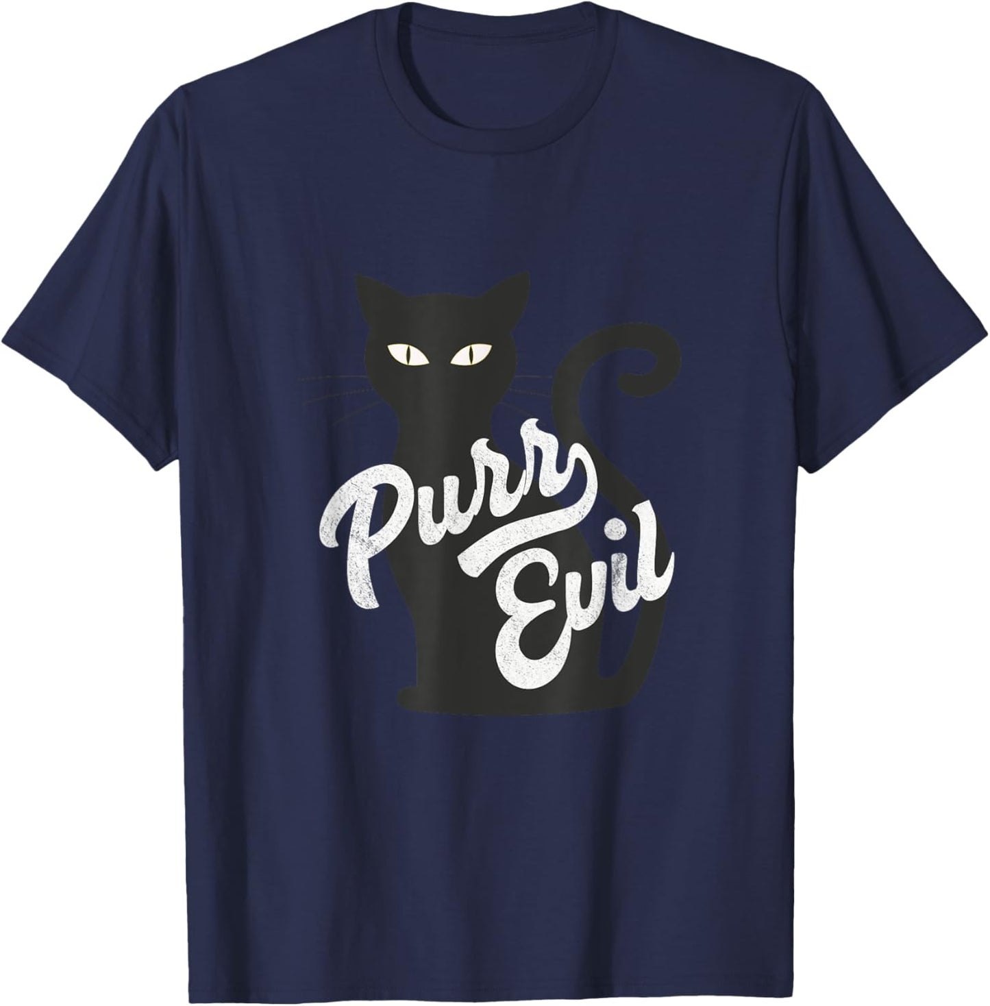 PURR Evil Cat T Shirt Halloween Cat Shirt Women Kids T-Shirt - T-Shirt | Navy