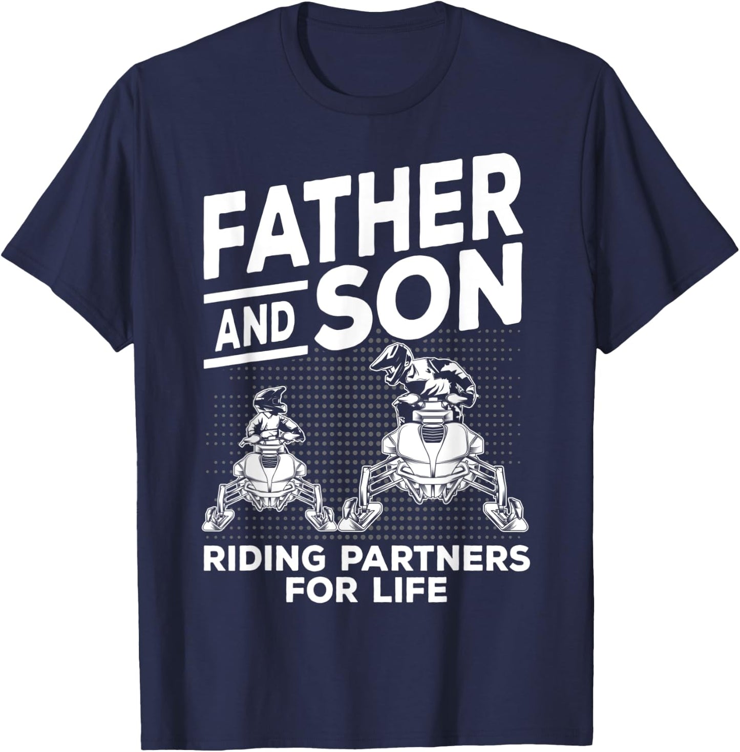Snowmobile Father and Son Riding Partners Snowcross Gift T-Shirt - T-Shirt | Navy