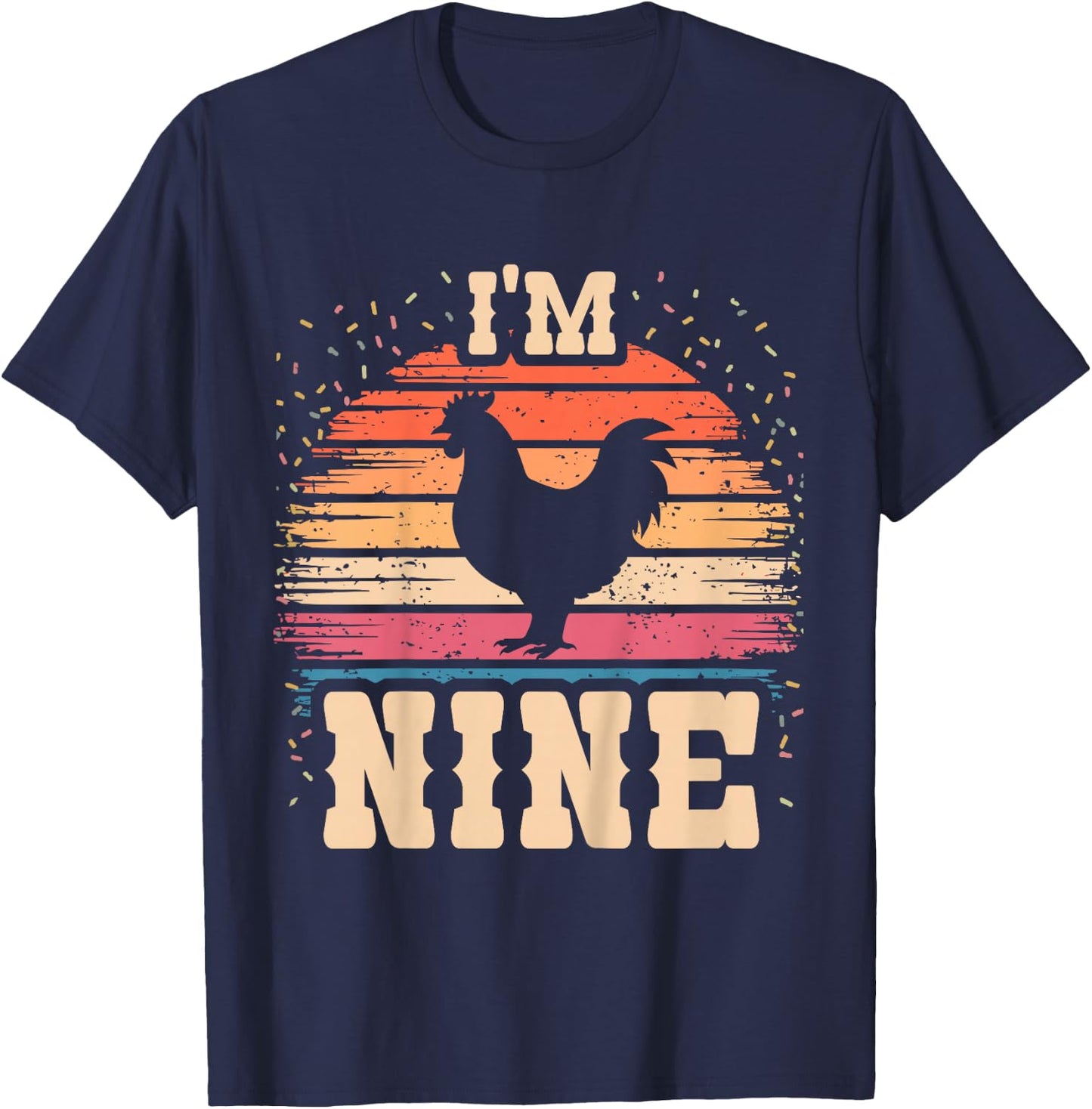 Chicken 9 Year Old Birthday Boy Girl 9th Chicken Birthday T-Shirt - T-Shirt | Navy