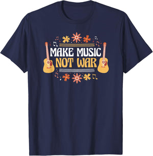 Music - Guitar - Make Music Not War , black T-Shirt - T-Shirt | Navy