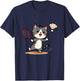 Funny Badminton Cute Cat Racket Flying , Black, S T-Shirt - T-Shirt | Navy