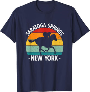 Saratoga Springs New York Toga Horse Racing T-Shirt - T-Shirt | Navy