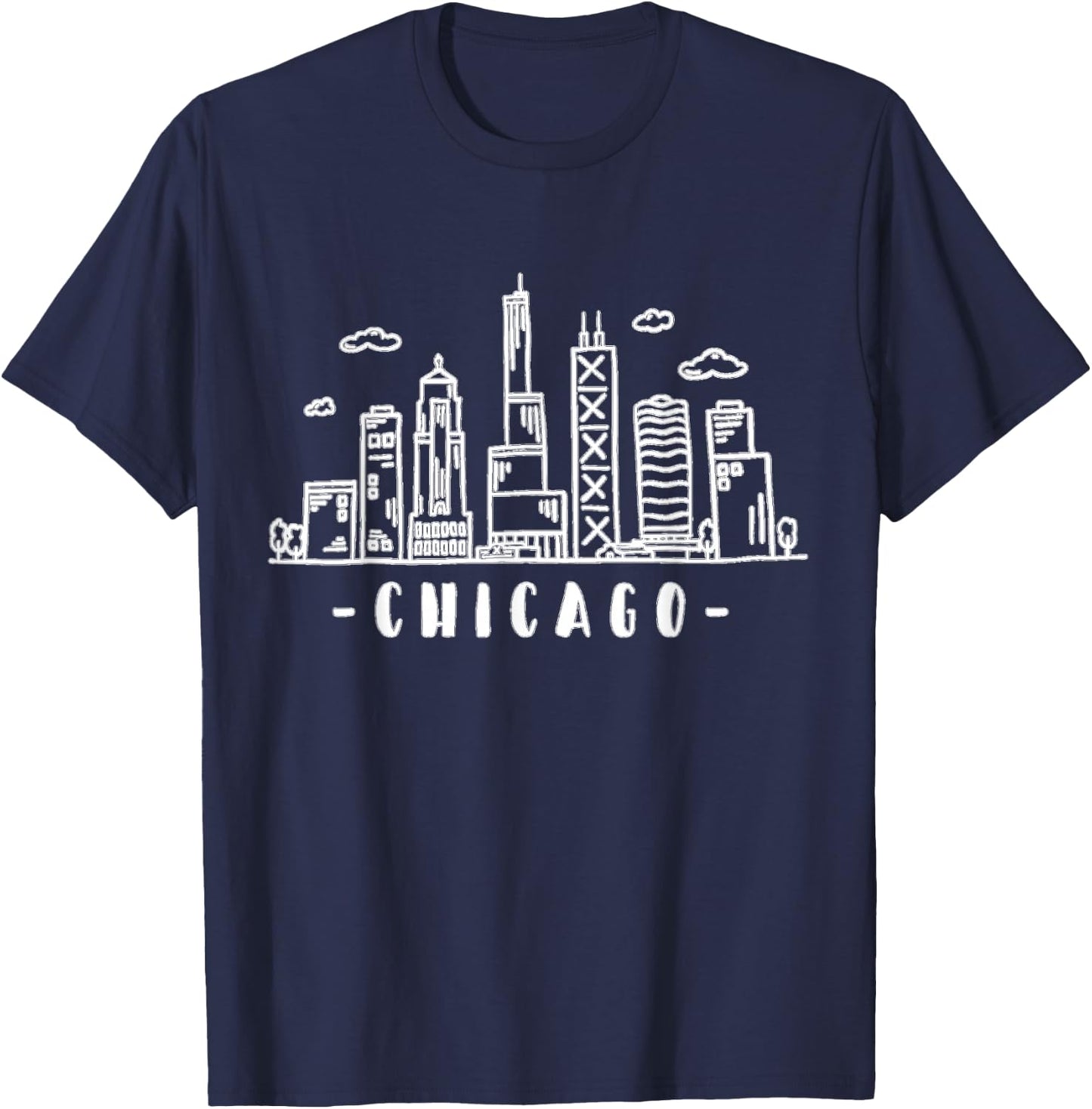 Chicago Skyline Illinois Vintage T-Shirt - T-Shirt | Navy