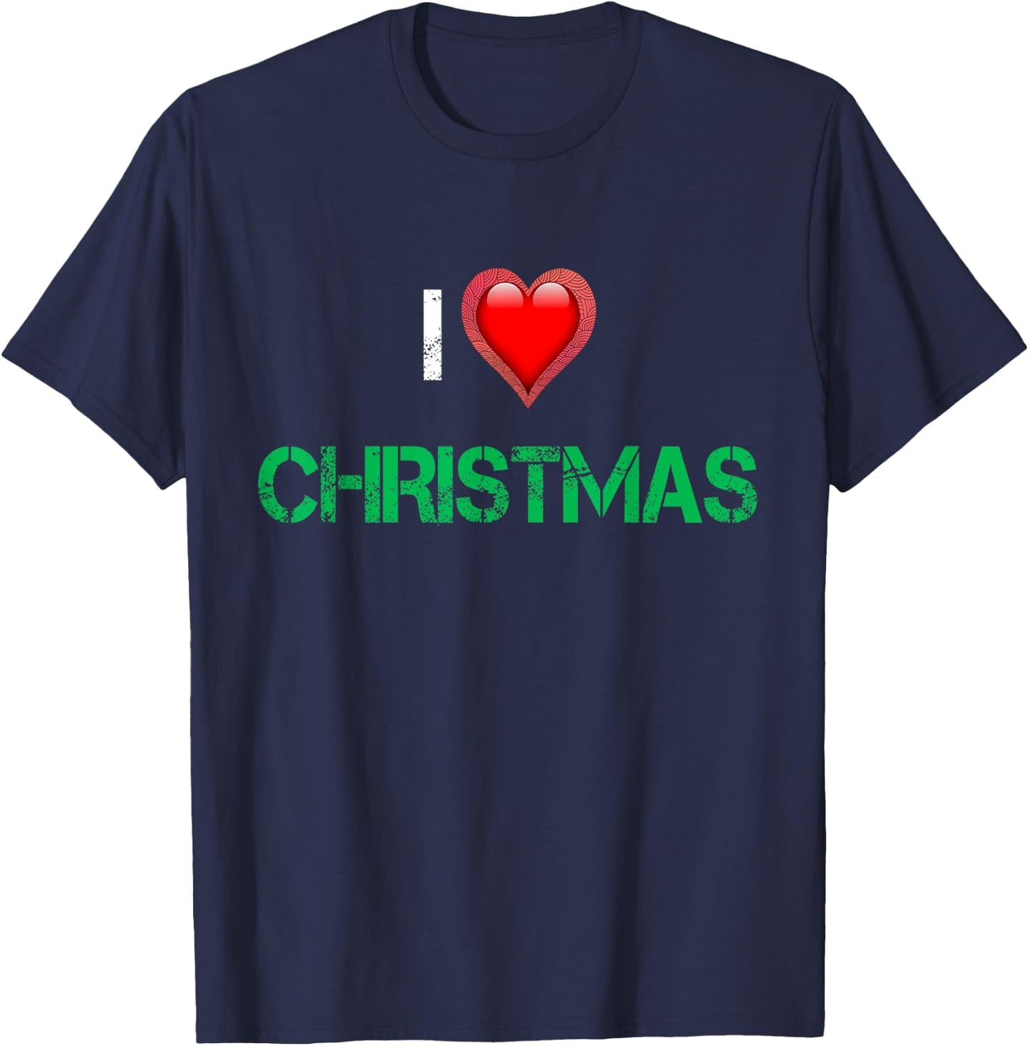 I Love Vintage Christmas Shirts - Red Heart Christmas Shirt - Adults/Kids - Short Sleeve - Medium - Red T-Shirt - T-Shirt | Navy