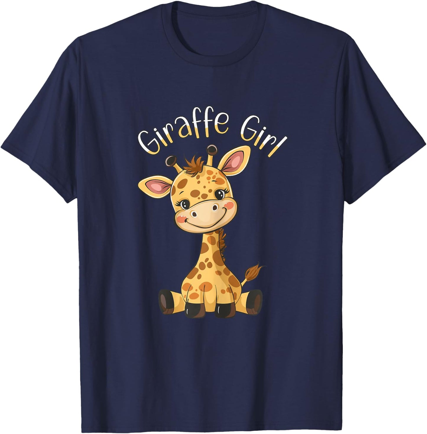 Giraffe Girl Cute Giraffe Girls Giraffe T-Shirt - T-Shirt | Navy