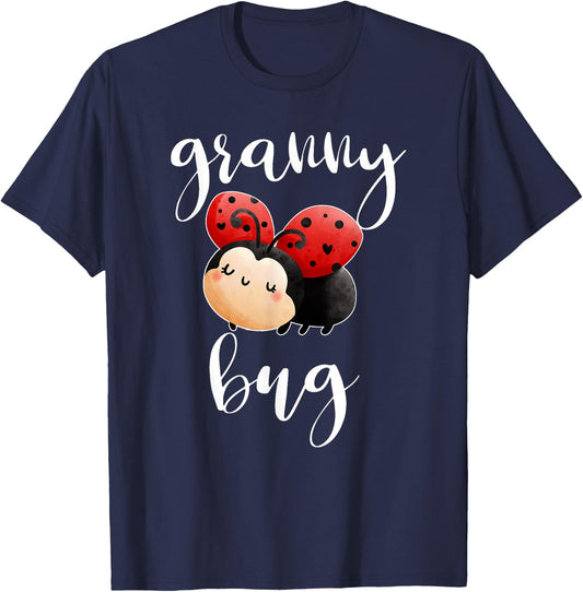 Granny Bug Ladybug Grandma Announcement Cute Baby Shower T-Shirt - T-Shirt | Navy