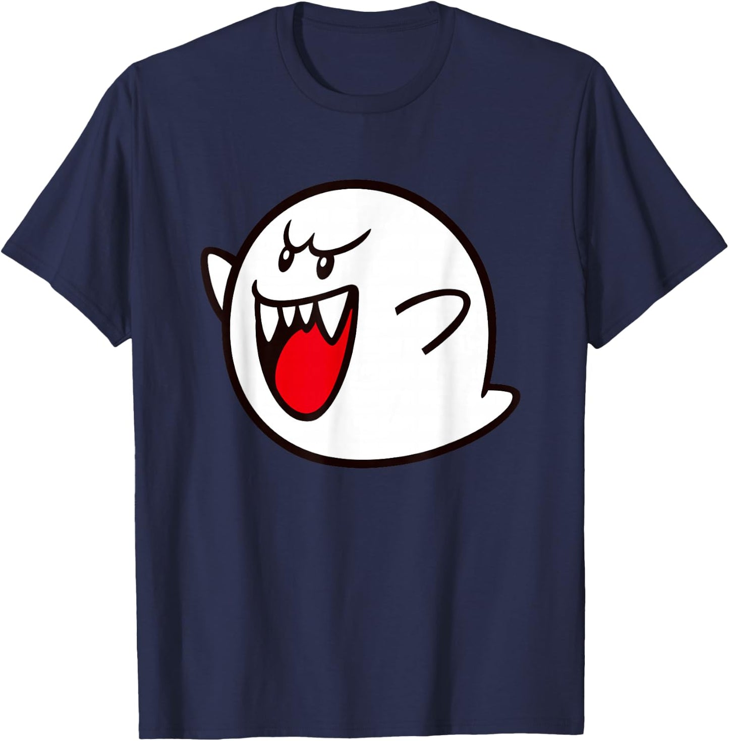 Super Mario Boo Spooky Big Character Icon T-Shirt - T-Shirt | Navy