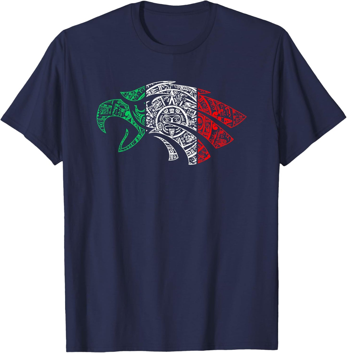 Mexico Sacred Aztec Calendar Mexican Eagle Archeological T-Shirt - T-Shirt | Navy