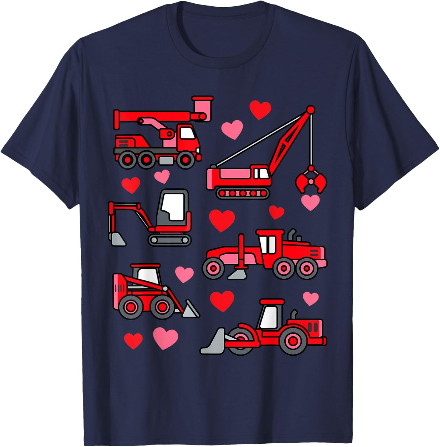 Valentines Day Construction Trucks Funny Boys Kids Toddler T-Shirt - T-Shirt | Navy