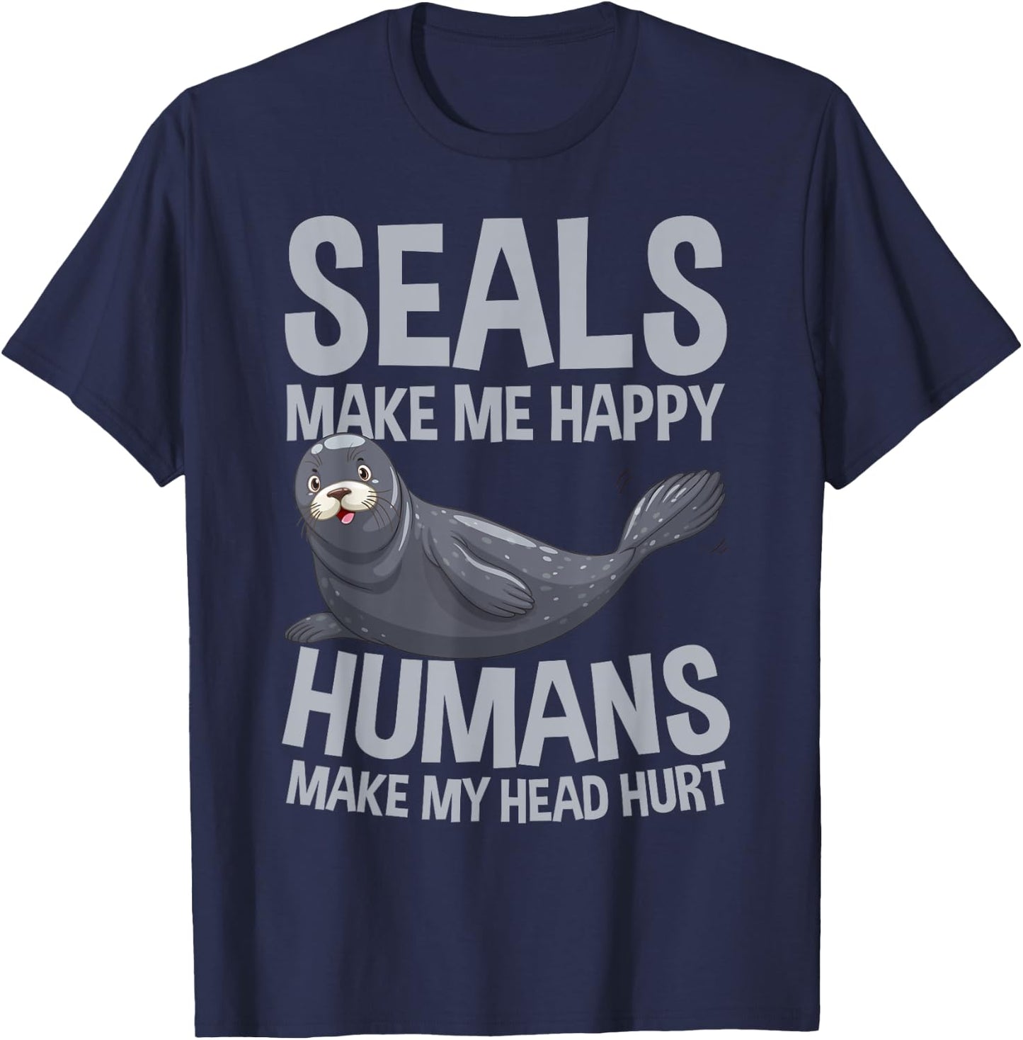 Seals Make Me Happy Humans Make My Head Hurt Kids T-Shirt - T-Shirt | Navy