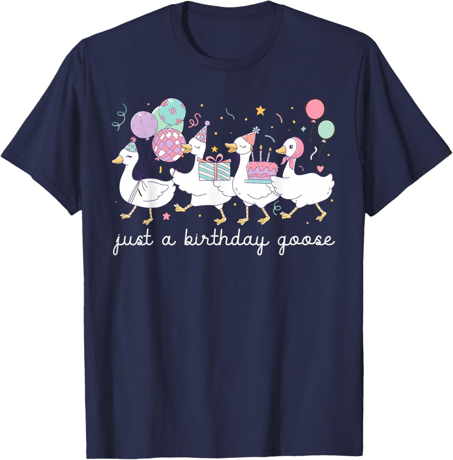 Silly Goose It's My Birthday Birthday Cake Silly Goose Girls T-Shirt - T-Shirt | Navy