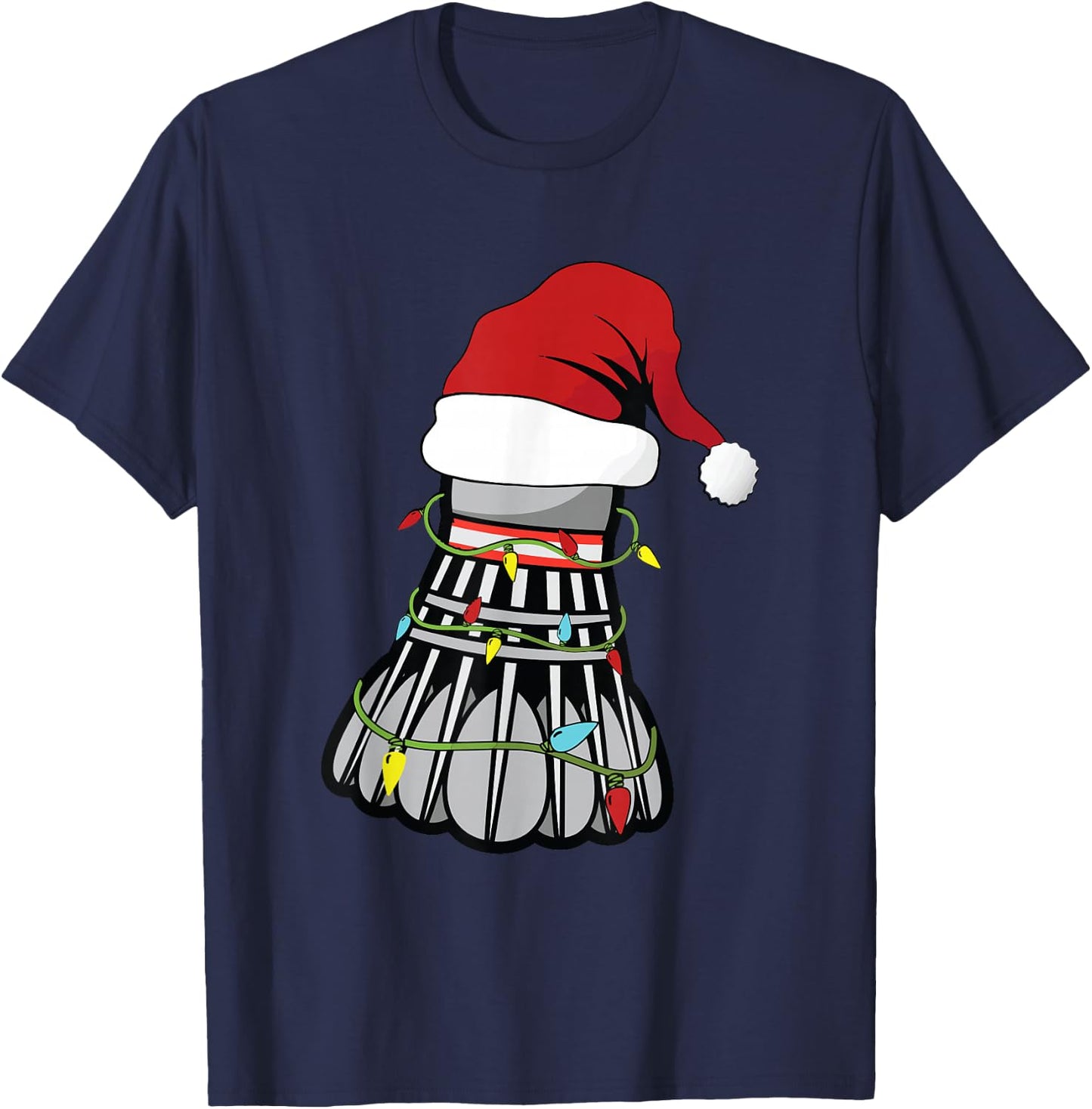 Christmas Badminton Sticks Birdie , Black, S T-Shirt - T-Shirt | Navy