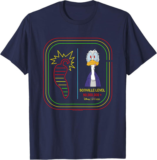 Disney Hot Ones Donald Duck Scoville Level 90000000 Retro T-Shirt - T-Shirt | Navy