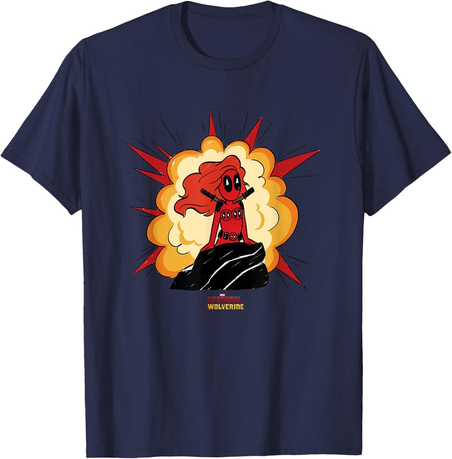 Marvel Deadpool & Wolverine Mermaid Deadpool Comic Blast T-Shirt - T-Shirt | Navy