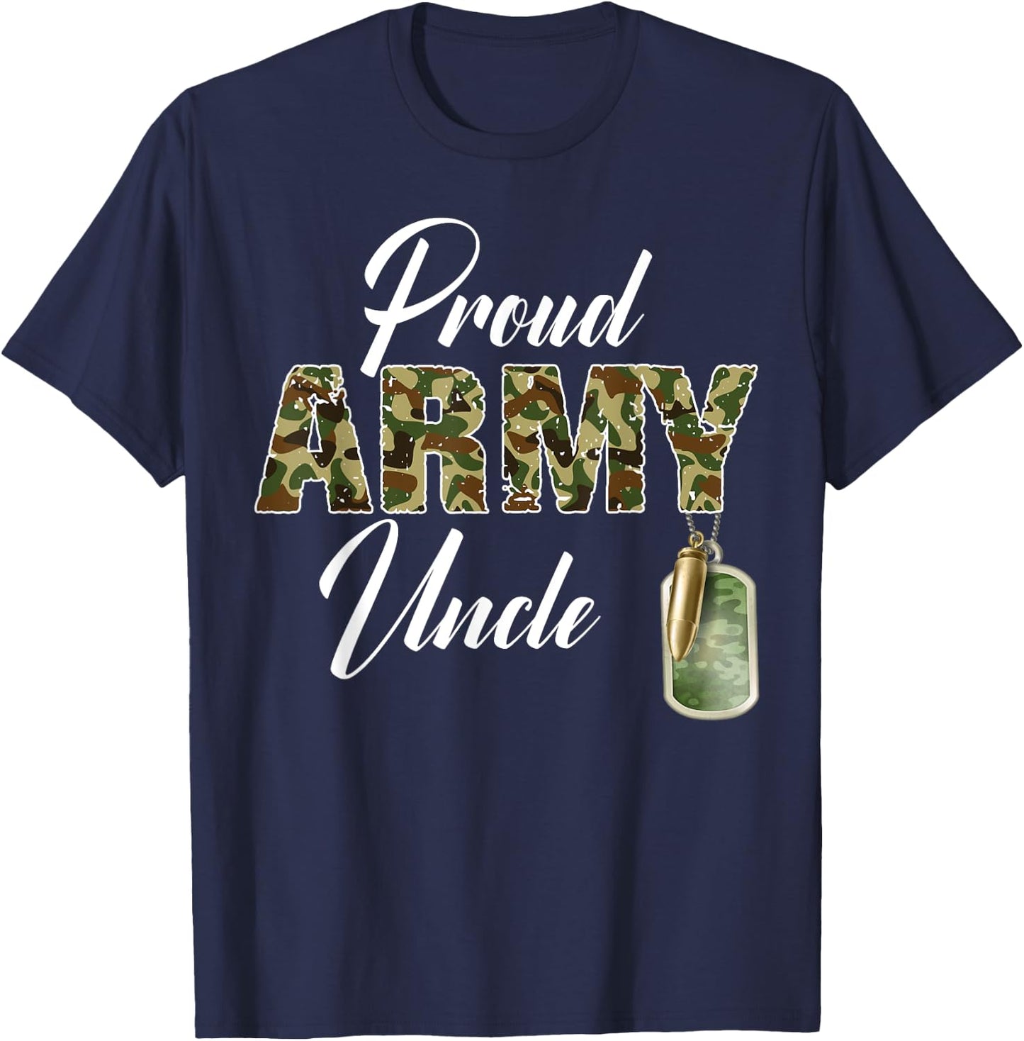 Proud Army Uncle Camouflage Soldier Family Matching Military T-Shirt - T-Shirt | Navy