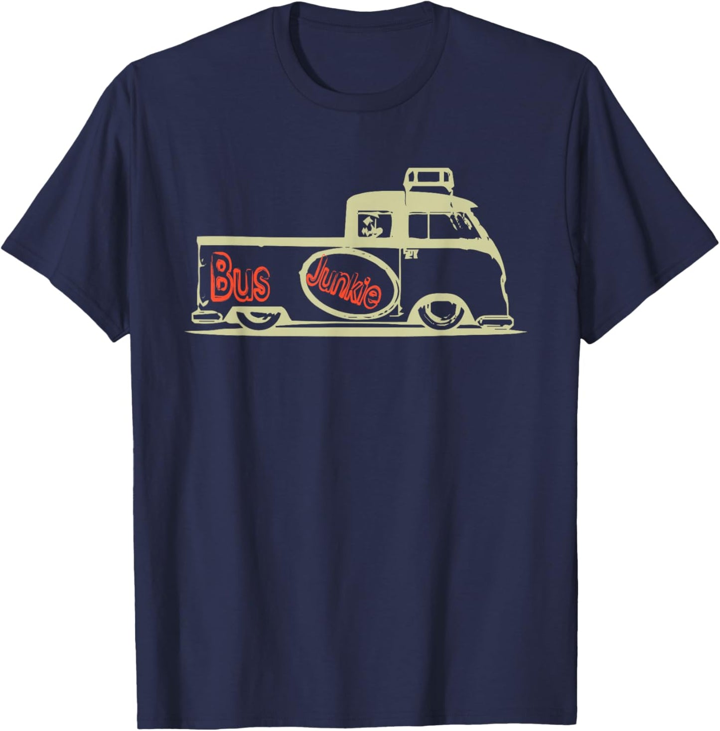 Bus Junkie: Double Cab Truck Bus Van Car Auto Hippie T-Shirt - T-Shirt | Navy