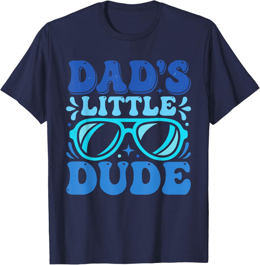 Dad's Little Dude Father's Day Matching Son Toddler Boy T-Shirt - T-Shirt | Navy
