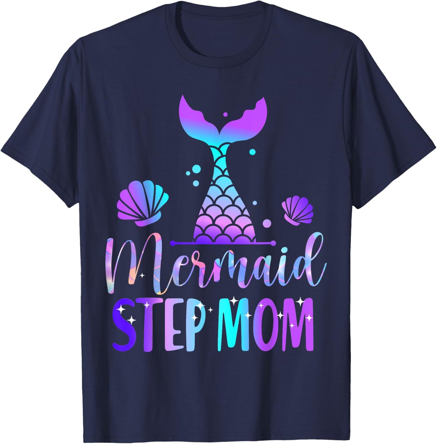 Mermaid Step Mom of The Birthday Mermaid Birthday Crew T-Shirt - T-Shirt | Navy