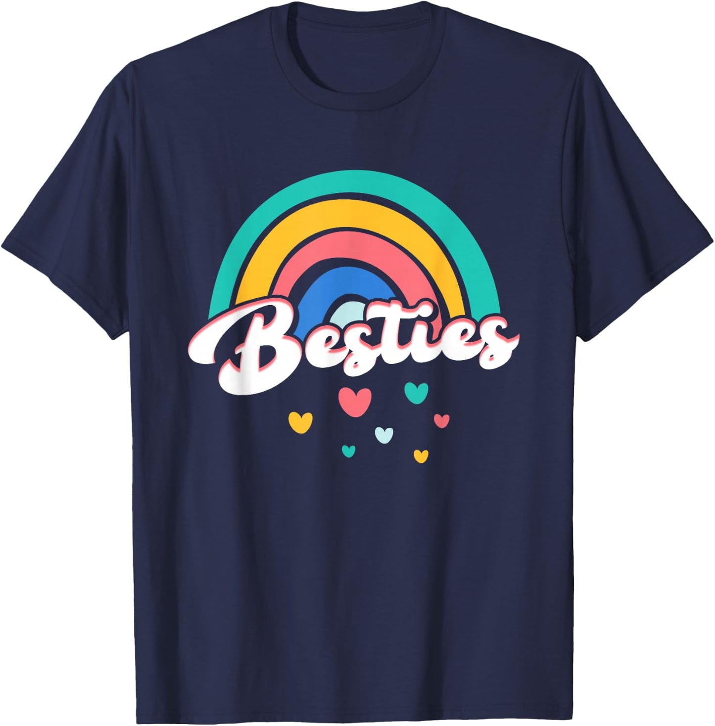 Besties Regenbogenherzen | Freundschaft Freunde Mädchen T-Shirt - T-Shirt | Navy
